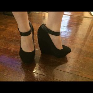 Ankle strap wedge platforms